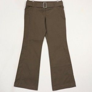 The Limited Womens Wide Flare Leg Chino Pants size 10 Belted Dusty Brown Stretch